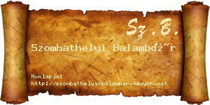Szombathelyi Balambér névjegykártya